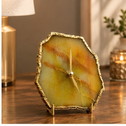 Mustard Agate Aventurine Desk/Wall Clock