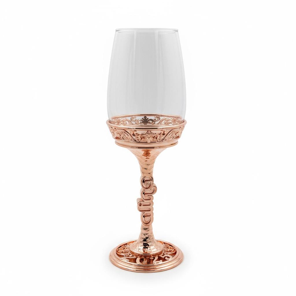 Rose gold finish personalised wine glass