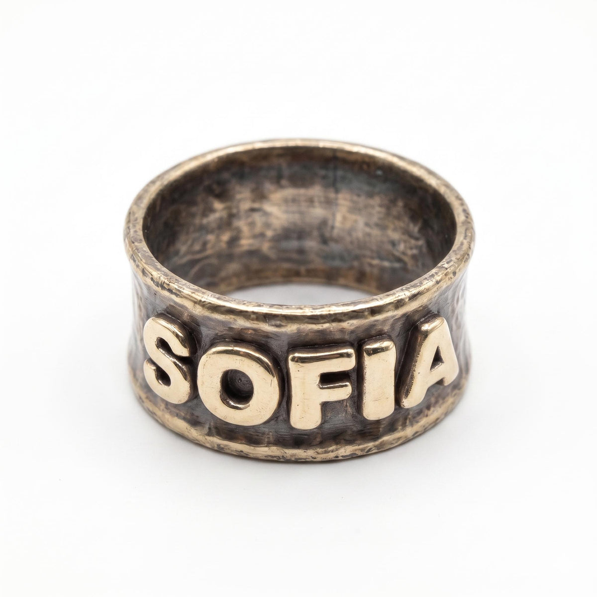 Personalized Brass Embossed Napkin Rings, Antique Gold Brass, Set of 4 Wedding Table Decor