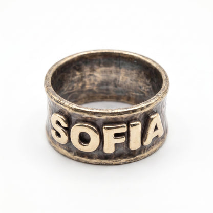 Personalized Brass Embossed Napkin Rings, Antique Gold Brass, Set of 4 Wedding Table Decor