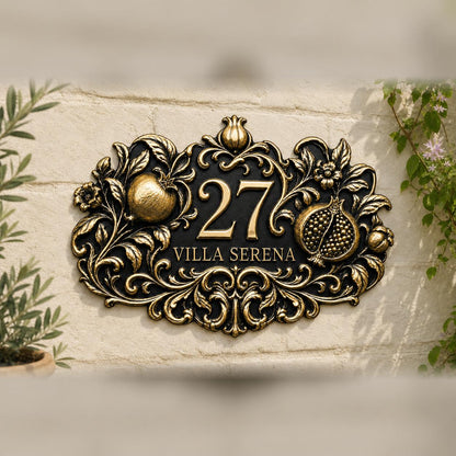 Design Your Own Custom House Number Plaque | Personalized Antique Brass Tropical Address Sign