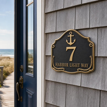 Personalised House Number Sign | Antique Brass Address Plaque | Custom Street/Family Name Board