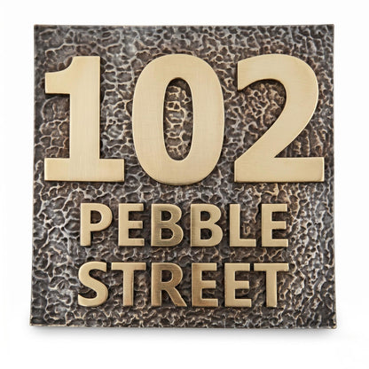 Custom House Number Sign | Electroformed Brass Address Plaque | 5 Finishes | Floating Mount | Housewarming Gift
