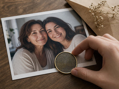 Custom Fingerprint Memorial Plaque, Antique Brass Keepsake, Personalised Handwriting Remembrance Gift for Mom