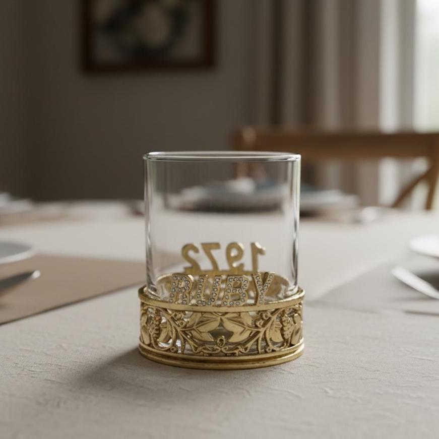 The back reading 1972 on a dining table