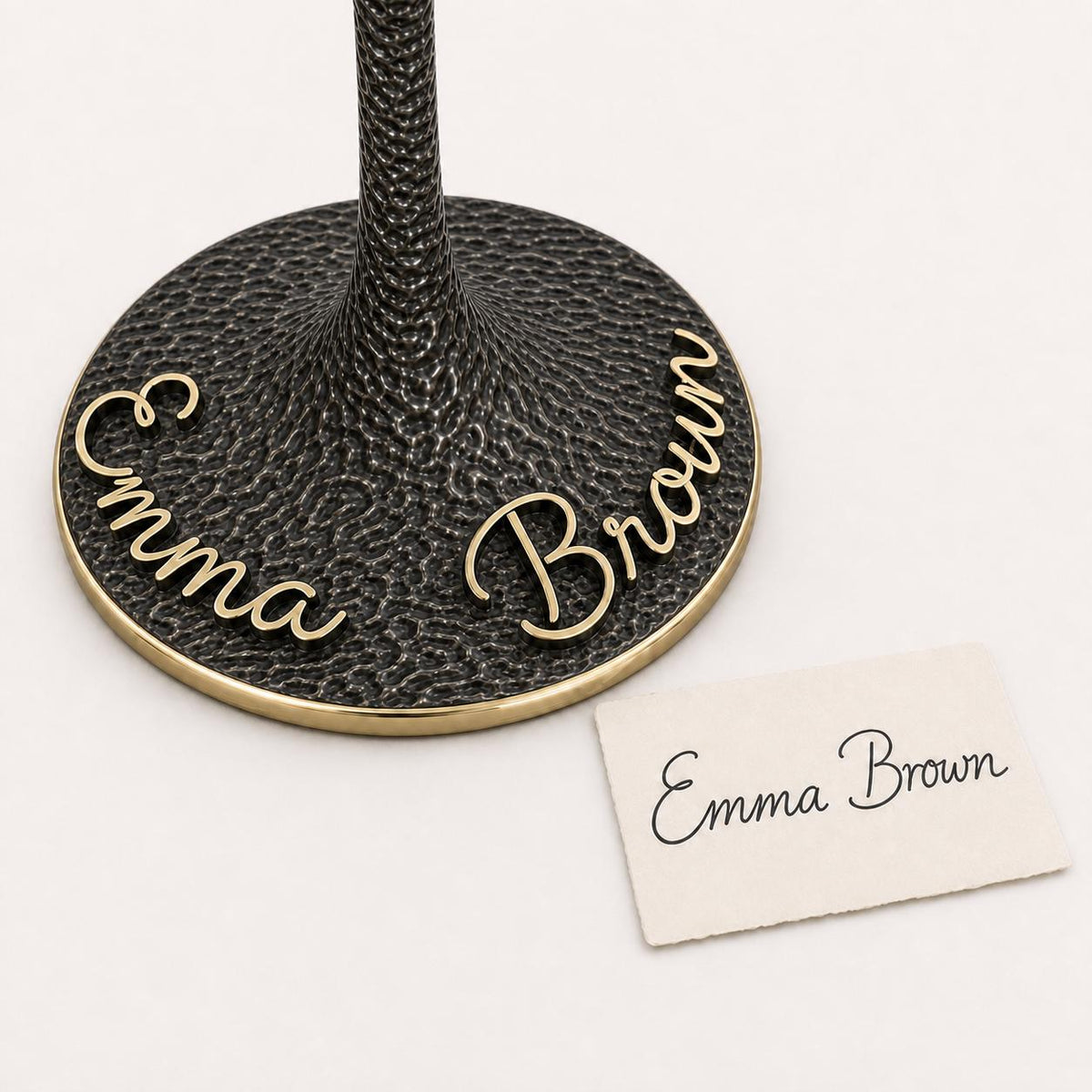 Personalised Handwriting Wine Glass | Embossed Antique Brass Base | Custom Signature Glasses