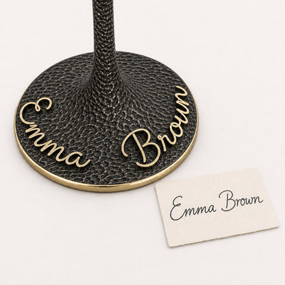 Personalised Handwriting Wine Glass | Embossed Antique Brass Base | Custom Signature Glasses