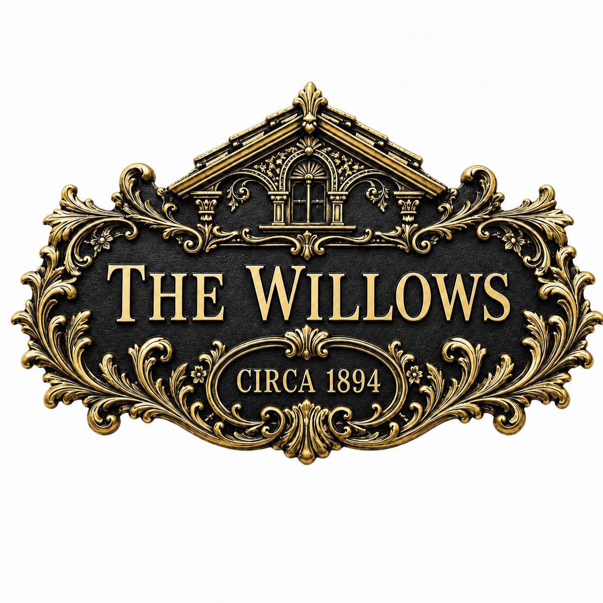 Design Your Own Custom Family Name Plaque | Personalized Antique Brass House Sign