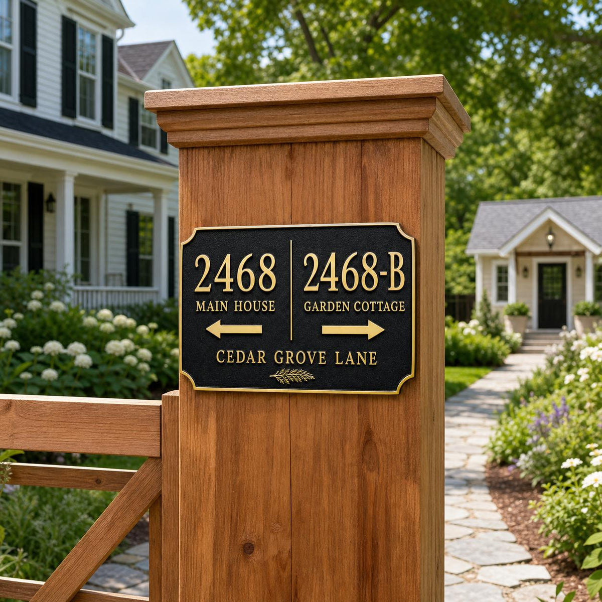 Personalized ADU Address Sign, Main House and Garden Cottage Wayfinding Brass Plaque