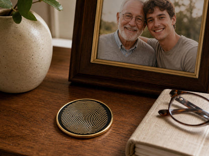 Custom Grandpa Thumbprint Memorial Plaque, Antique Brass Keepsake, Personalised Handwriting Remembrance Gift