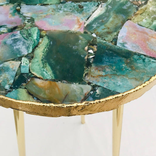 Green Agate Round Edge Side/Coffee Table
