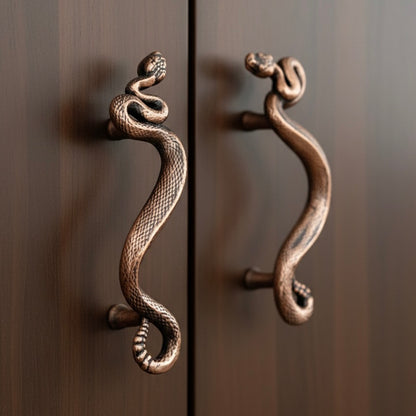 Swirling Snakes Brass Cabinet Handles | Antique Finish (Set of 2)