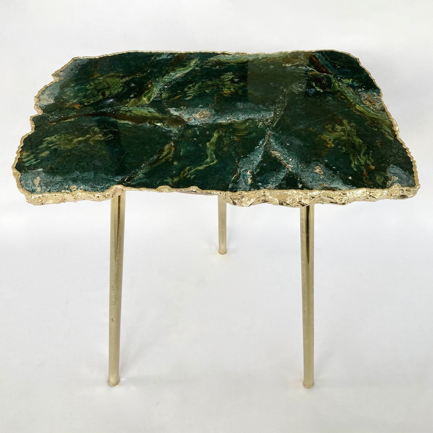 Green Agate/Crystal/Gemstone/Quartz Organic Edge Side/Drink/Coffee Table