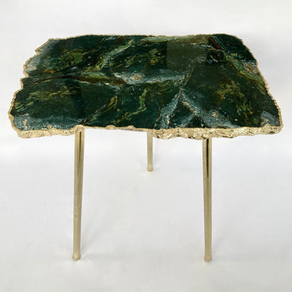 Green Agate/Crystal/Gemstone/Quartz Organic Edge Side/Drink/Coffee Table