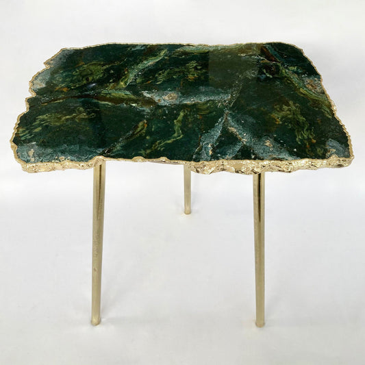 Green Agate/Crystal/Gemstone/Quartz Organic Edge Side/Drink/Coffee Table