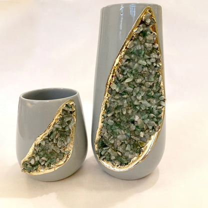 Set of 2 Grey Ceramic Vases
