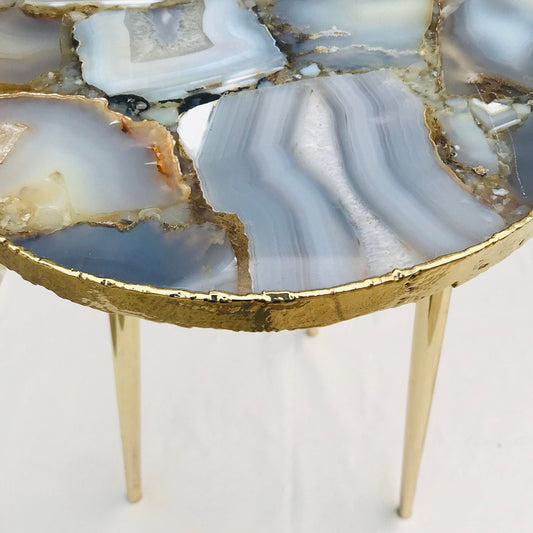 Banded Agate Round Edge Side/Coffee Table