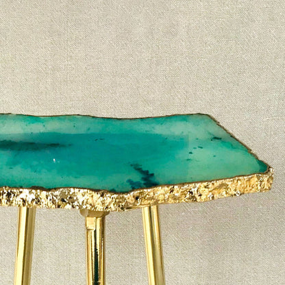 Small Aqua Agate/Single Piece/Crystal/Gemstone/Quartz Organic Edge Side/Drink/Table