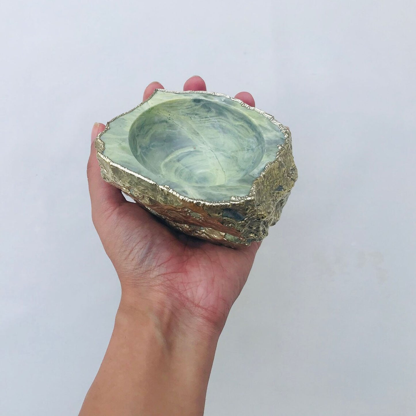 Lime Green Agate Geode Nut/trinket/Jewellery Bowl