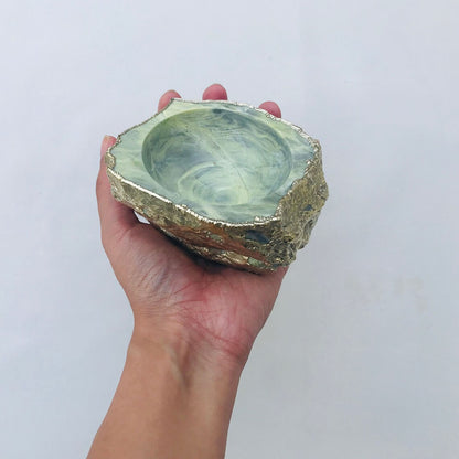 Lime Green Agate Geode Nut/trinket/Jewellery Bowl