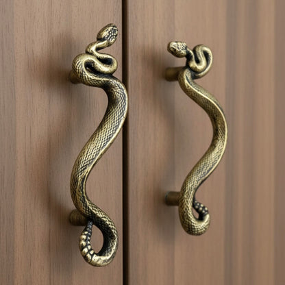 Swirling Snakes Brass Cabinet Handles | Antique Finish (Set of 2)