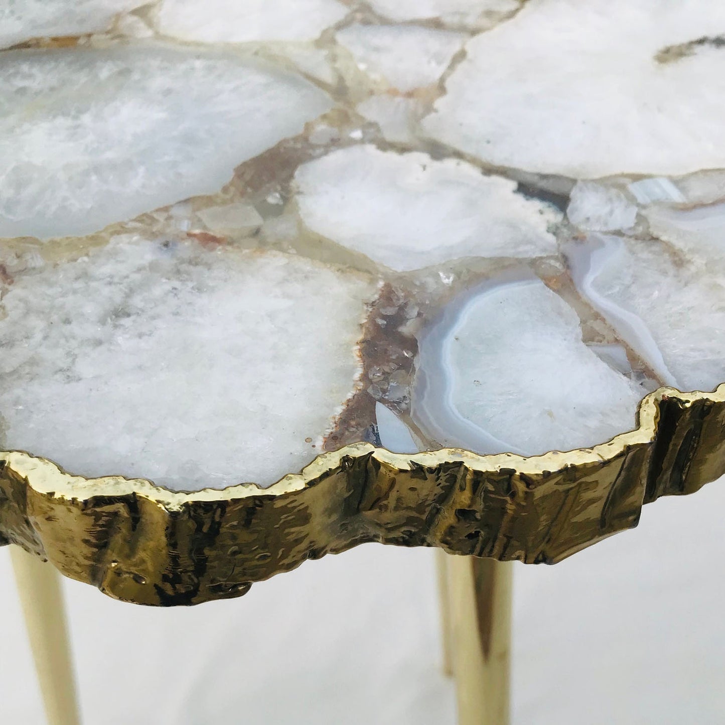 White Crystal Agate Organic Edge Side/Coffee Table