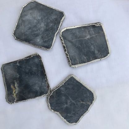 Grey Agate Quartz - Set of 4 Large Coasters/Personalised Momentos