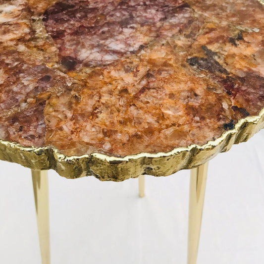 Golden Quartz Agate Organic Edge Side/Coffee Table