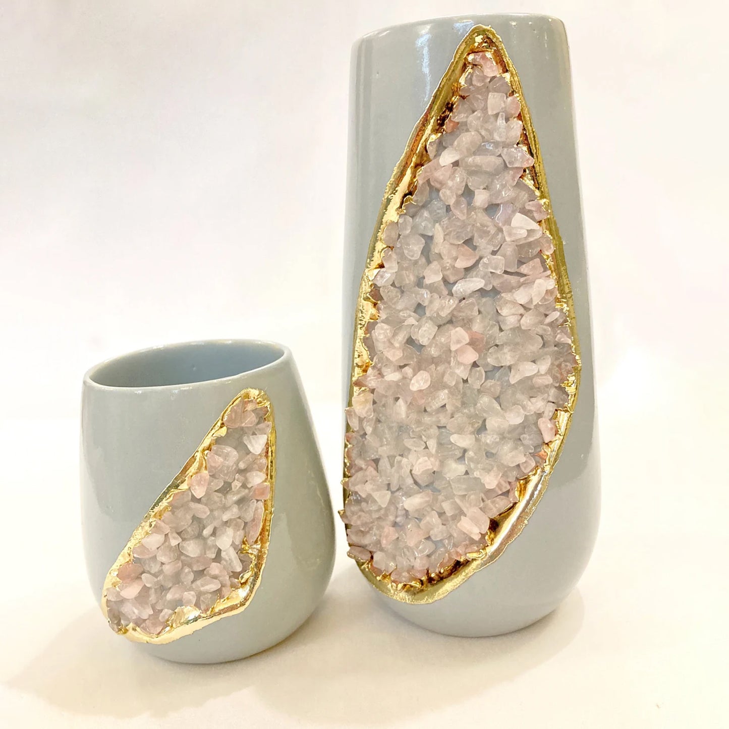Set of 2 Grey Ceramic Vases