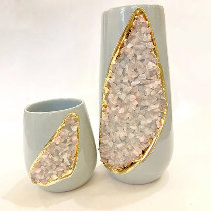 Set of 2 Grey Ceramic Vases