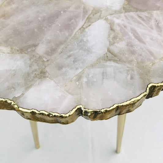 Rose Quartz Agate Organic Edge Side/Coffee Table