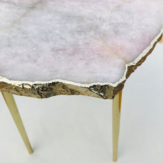 Large Rose Quartz Agate/Single Piece/Crystal/Gemstone/Quartz Organic Edge Side/Drink/Coffee Table
