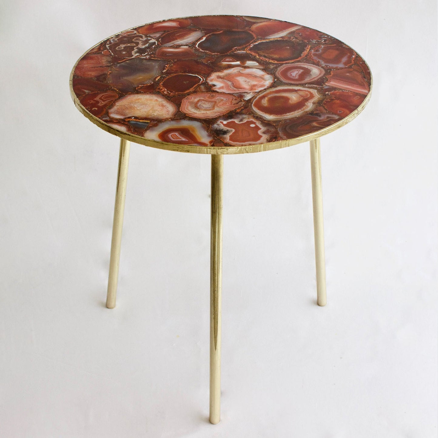 Maroon Red Agate Round Coffee/Side Table