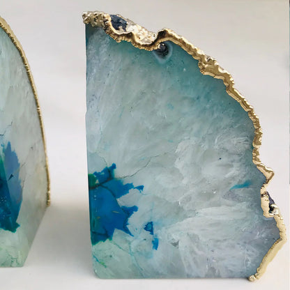Aqua Plated Agate Bookends