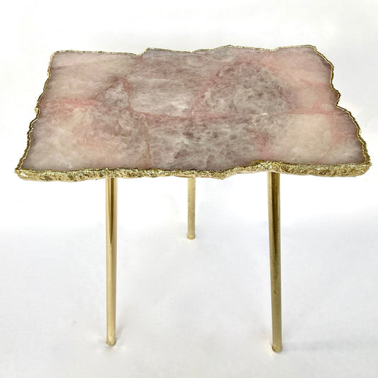 Rose Quartz Agate/Crystal/Gemstone/Quartz Organic Edge Side/Drink/Coffee Table