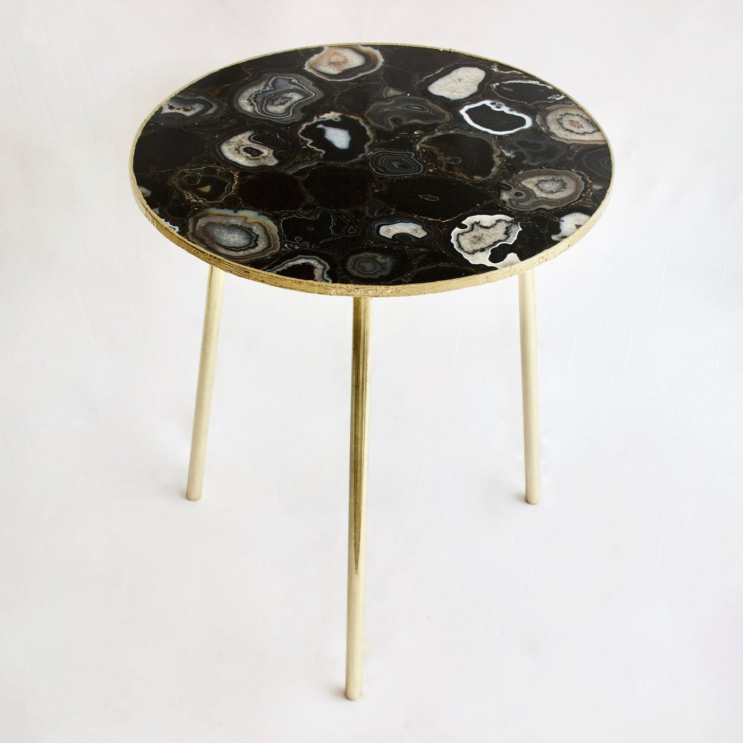 Black Agate Round Coffee/Side Table | 12", 14" or 16"