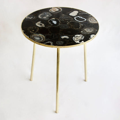 Black Agate Round Coffee/Side Table | 12", 14" or 16"