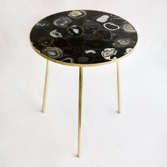 Black Agate Round Coffee/Side Table | 12", 14" or 16"