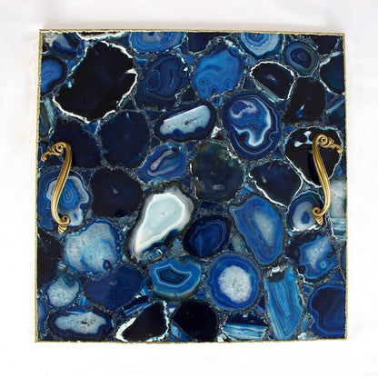 Serving tray in blue agate, 16 inches square