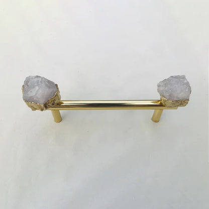 Set of 4 - Cabinet/Door/Drawer/Kitchen Handle and Pull - Clear Quartz/Agate  stainless steel brass plated handles