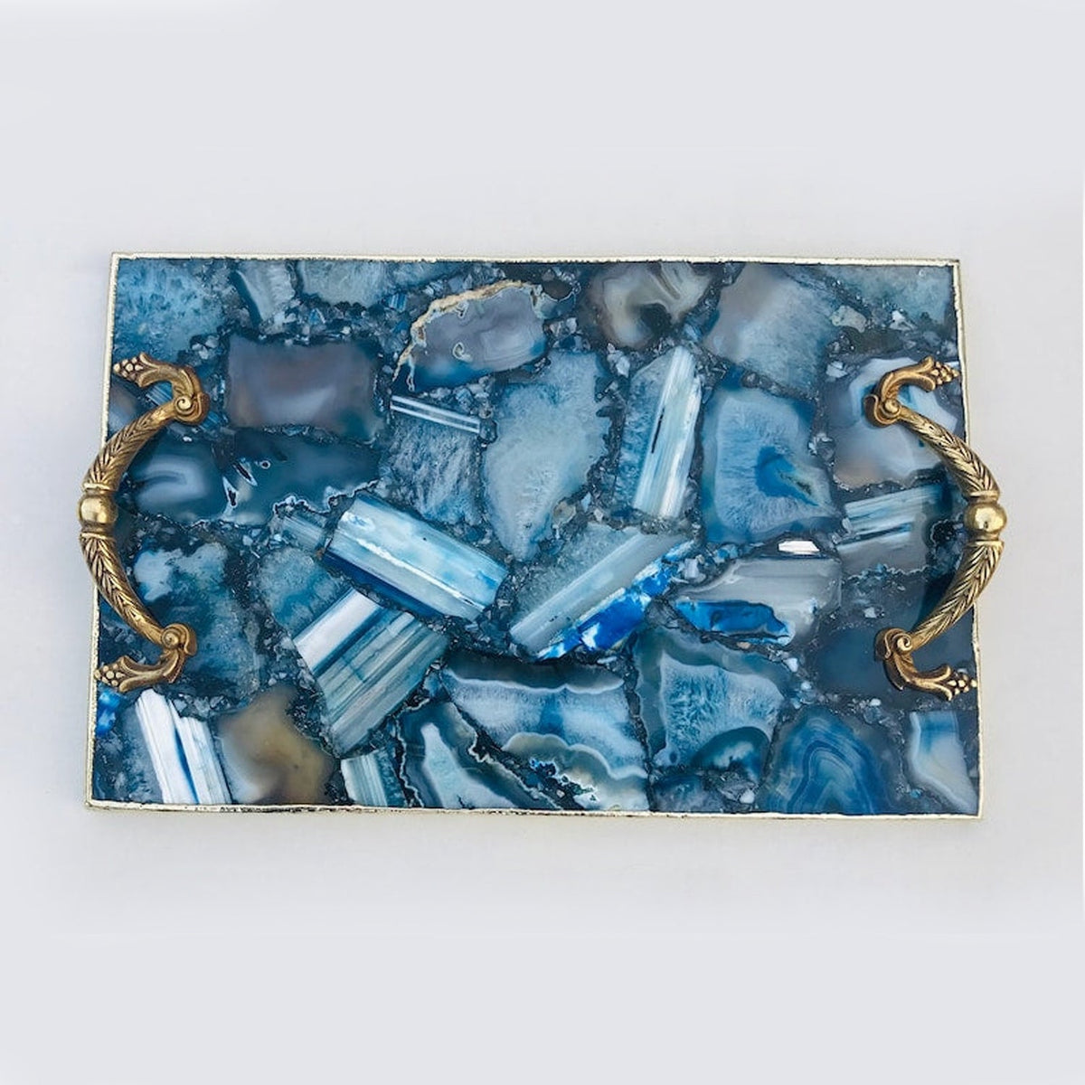 Blue agate banding differs on every tray