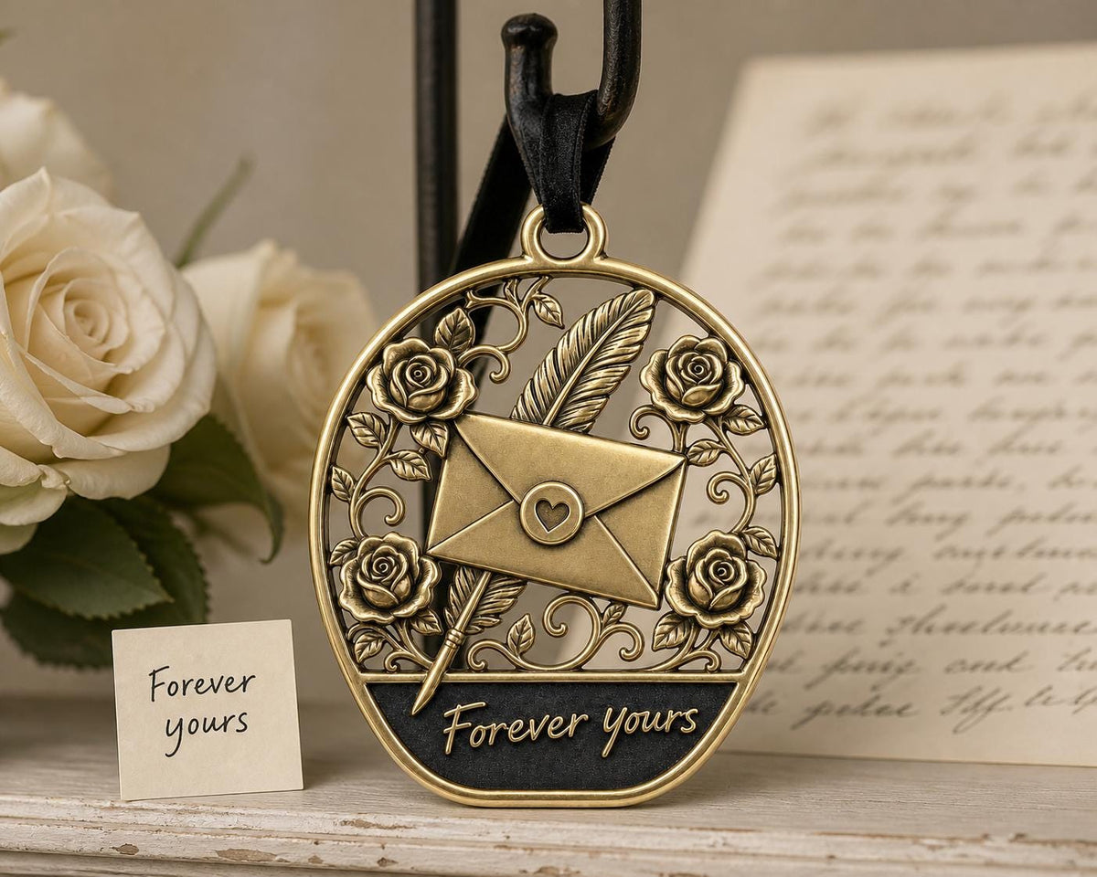 Large Personalized Envelope Ornament | Wedding Keepsake | Antqiue Brass Christmas Decor