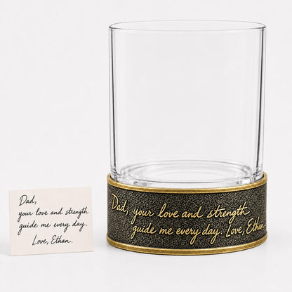 Personalized Handwriting Whiskey Glass – Signature Raised in Metal, 10 oz