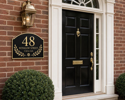 Personalised Antique Brass Address Plaque | Custom House Number Sign