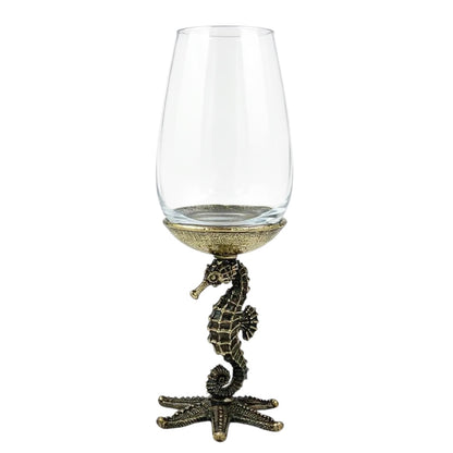 Set of 4 - Seahorse Wine Glasses | Decorative Drinkware | Statement Barware | Antique or Gold Finish