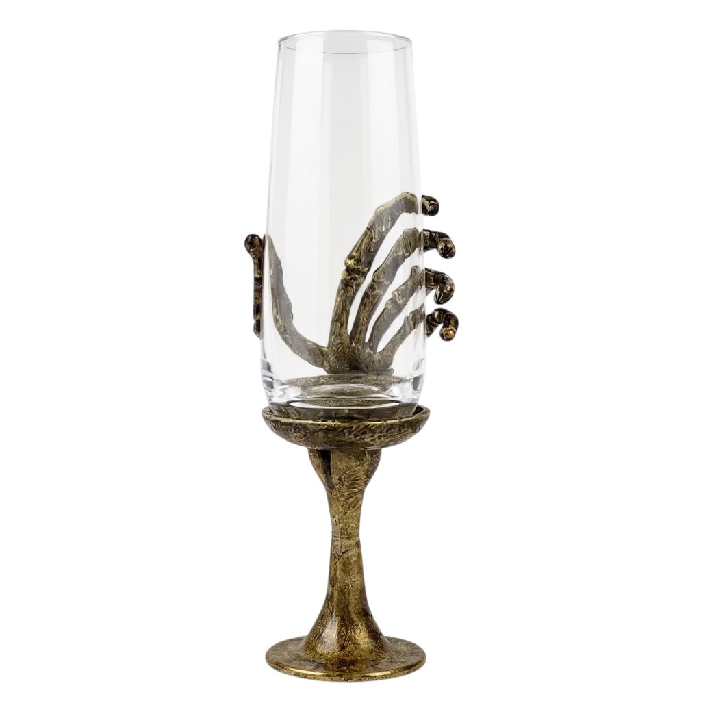 Set of 4 - Champagne Glasses | Cocktail Glasses | Halloween Glasses | Statement Barware | Gold, Antique or Silver Finish