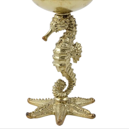 Set of 4 - Seahorse Wine Glasses | Decorative Drinkware | Statement Barware | Antique or Gold Finish