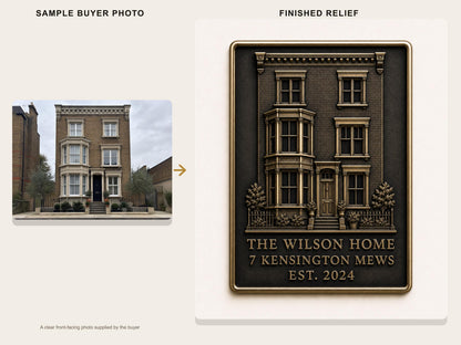 Personalised House Portrait Plaque | Custom Home Relief | Antique Brass New Home Keepsake