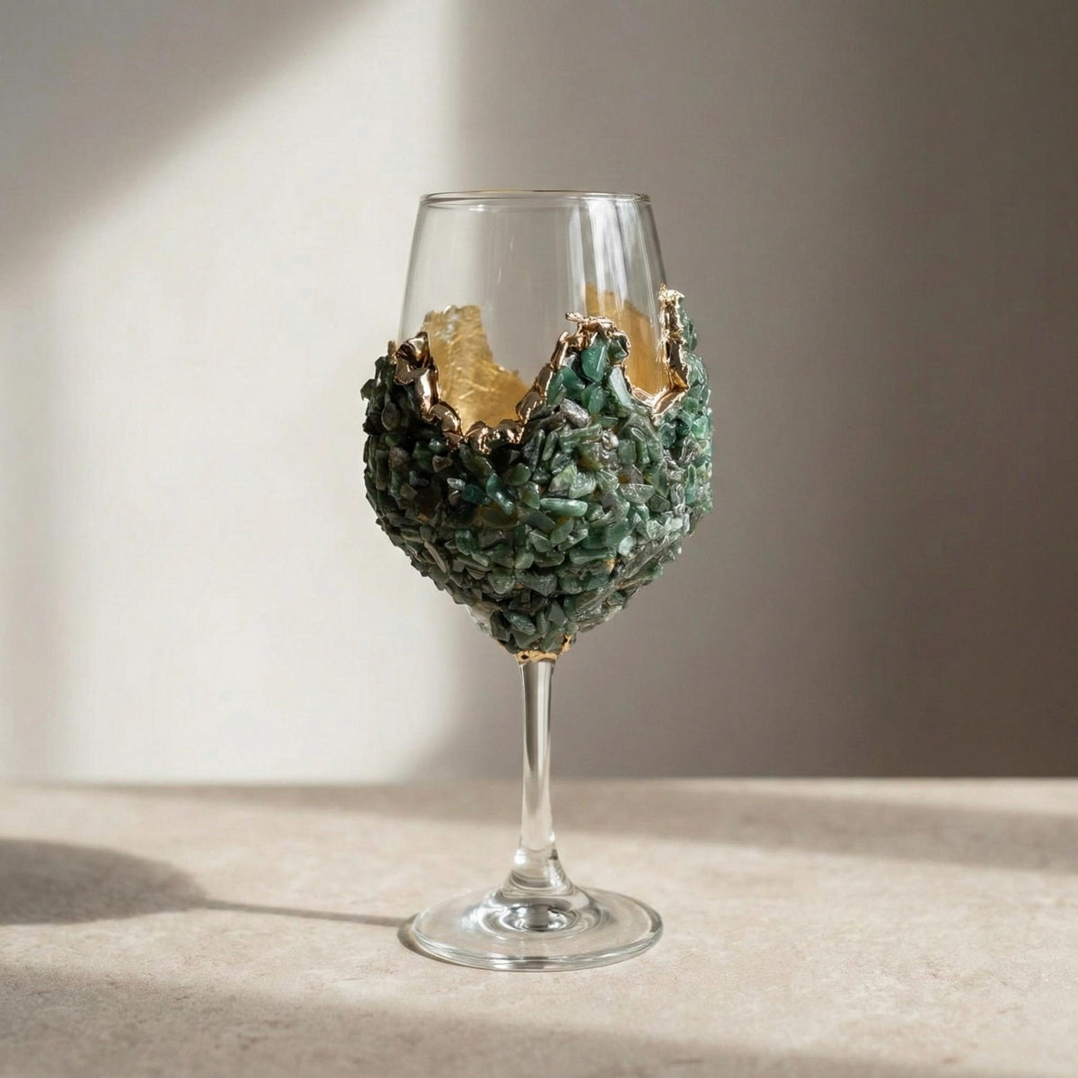 Agate Crystal Wine Glasses – Stone Over the Bowl, 16 oz