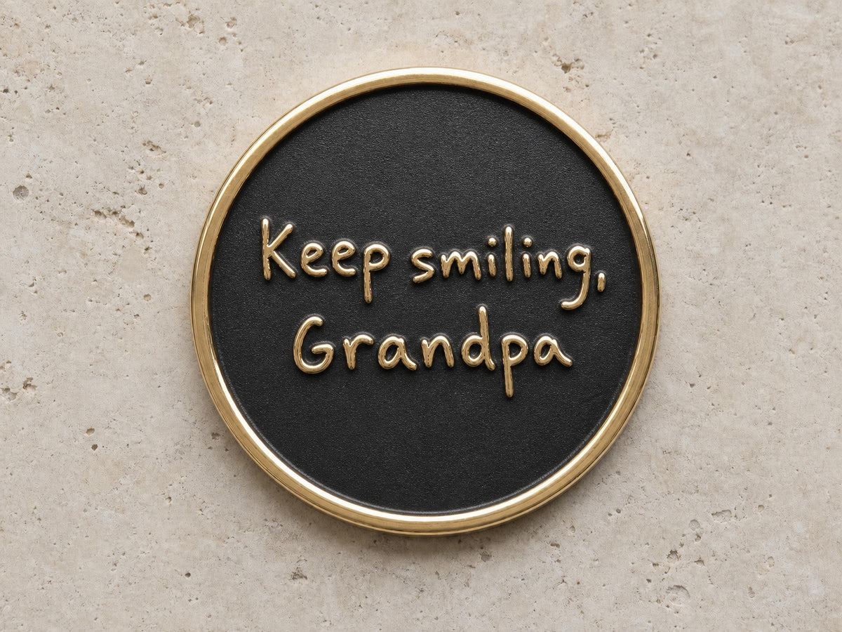 Custom Grandpa Thumbprint Memorial Plaque, Antique Brass Keepsake, Personalised Handwriting Remembrance Gift